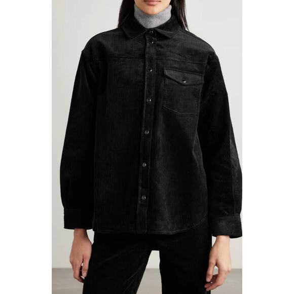 ANINE BING Simon Sloan Shirt Black Corduroy Button Down Long Sleeve Shacket NWT - Picture 4 of 11